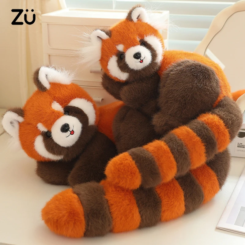 Long Tail Cute Raccoon Soft Toy Huggable Baby Red Panda Plush Doll Sleeping Raccoon Plushie Birthday Gift For Girlfriend Kids