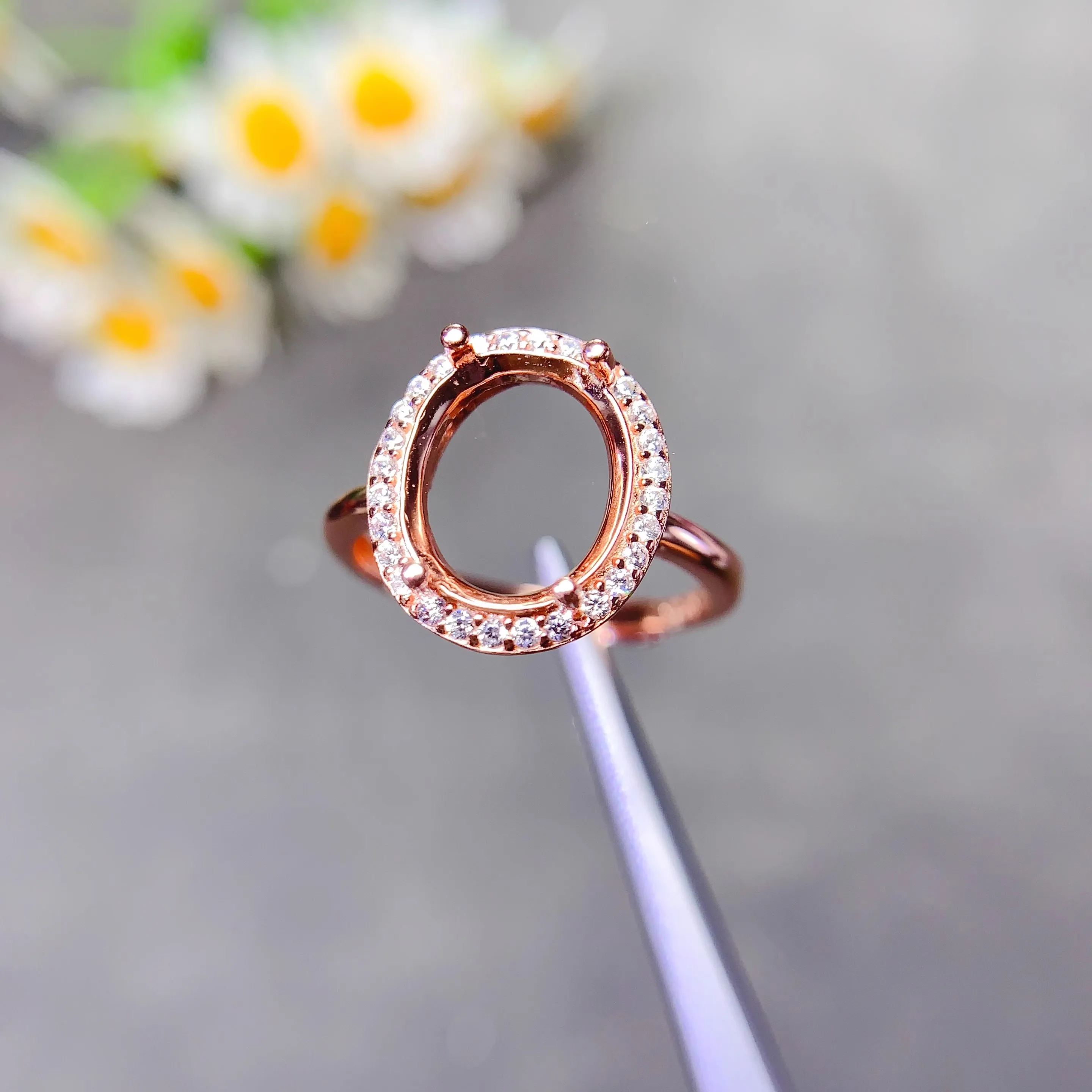 L 4*5/5*6/9*11mm Oval Stone Settings S925 Sterling Silver DIY Ring Fine Weddings Simple Design Charm Luxury Zircon for Woman