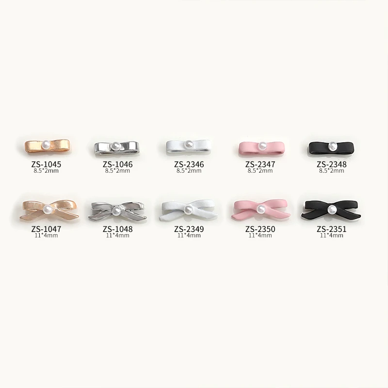 10Pcs Ballet Ribbon Bowtie Shaped Nail Art Alloy Jewelry Multi-Colors NaIl Designs Charms Manicure Simple Designs Rhinestones