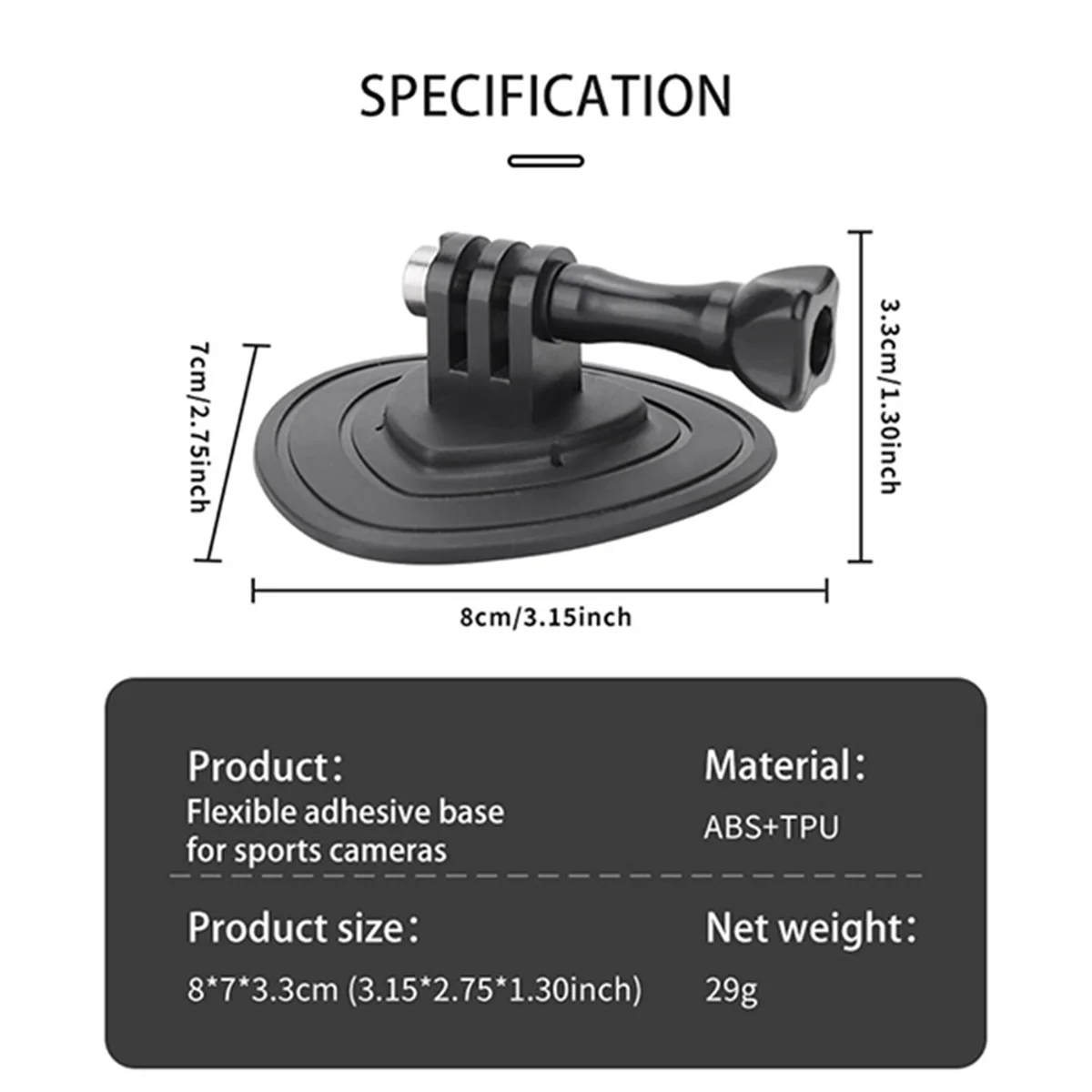 AT42 Action-Kamera, flexibel, adaptiv, feste Basis für X4-Motorradhelm, gebogene flache Halterungen