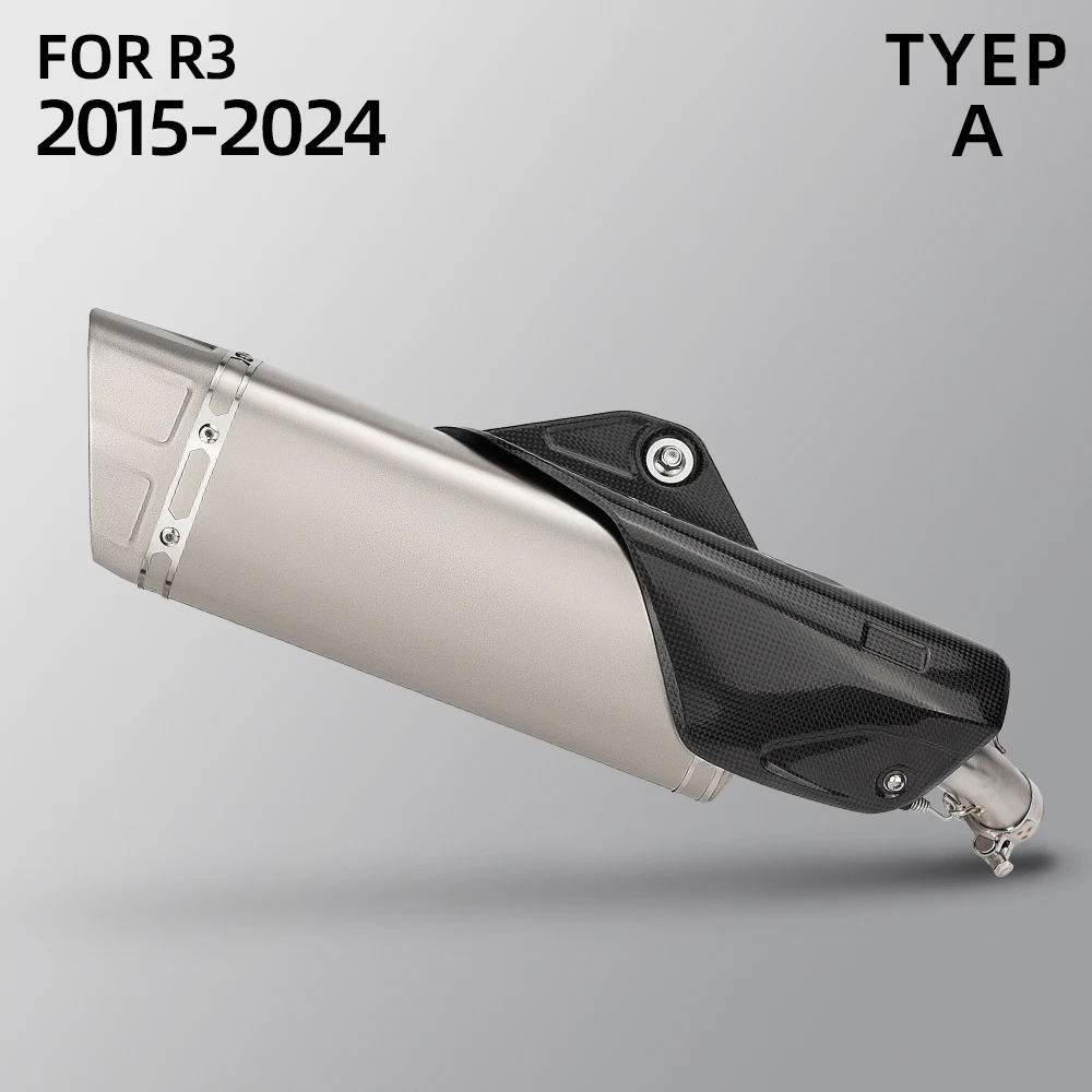 【Plug and Play】Motorcycle Racing exhaust muffler Slip on link Pipe For YAMAHA YZF R3 exhaust R25 MT25 MT03 2015-2024