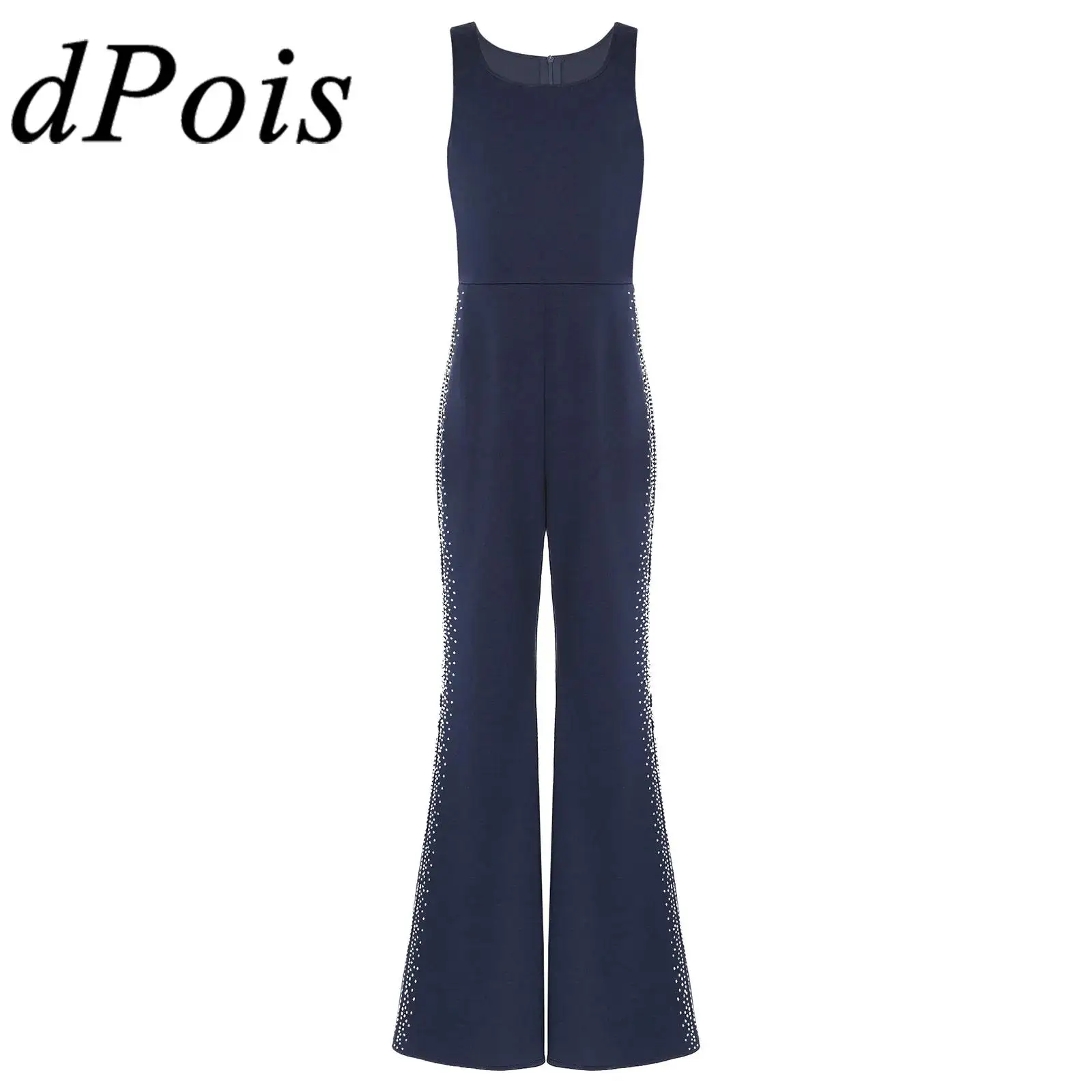 

Детские блестящие ползунки для девочек, комбинезон без рукавов с круглым вырезом и брюками-колокольчиками, цельный комбинезон для танцев, детской одежды, коктейлей