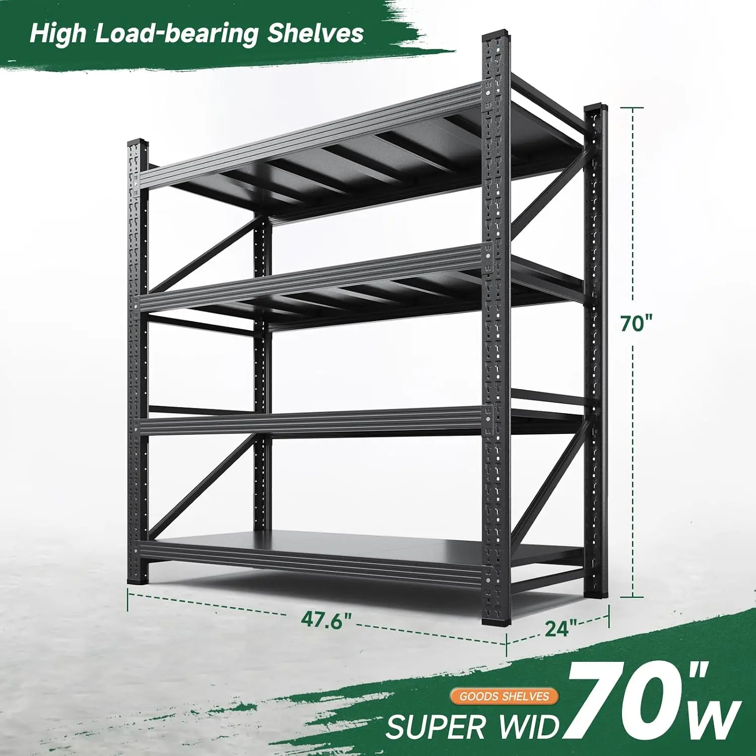 Heavy Duty Storage Shelves, Metal Garage Shelving Unit, Multi Tier Adjustable Utility Organizer Rack For Warehouse Basement Workshop, Industrial Display Shelf, Black, Single Pack