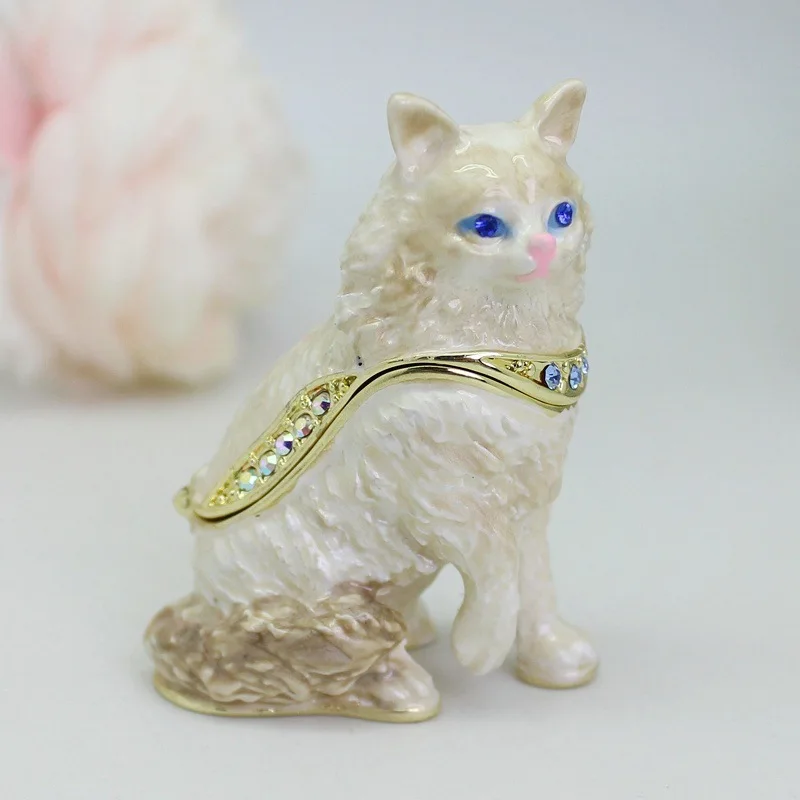 SHINNYGIFTS New Year Creative Gift Dog Trinket Box Hinged Mini Jewelry Trinket Box Collectiable Cute Animal Stuate for Home Deco