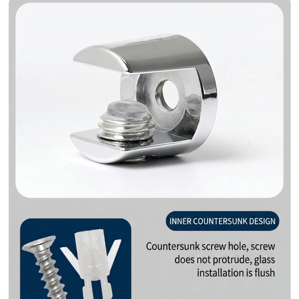 Modern Style Glass Support Clamp Holder For Display Cabinet Shelf Furniture Hardware Zinc Alloy Adjustable Fixed Clips