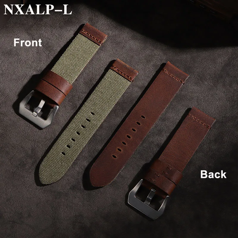 Genuine Leather Nylon Watch Band 20mm 22mm 24mm for Omega for Seiko Strap Denim Fabric Bracelet Men Women Replacement Wristband