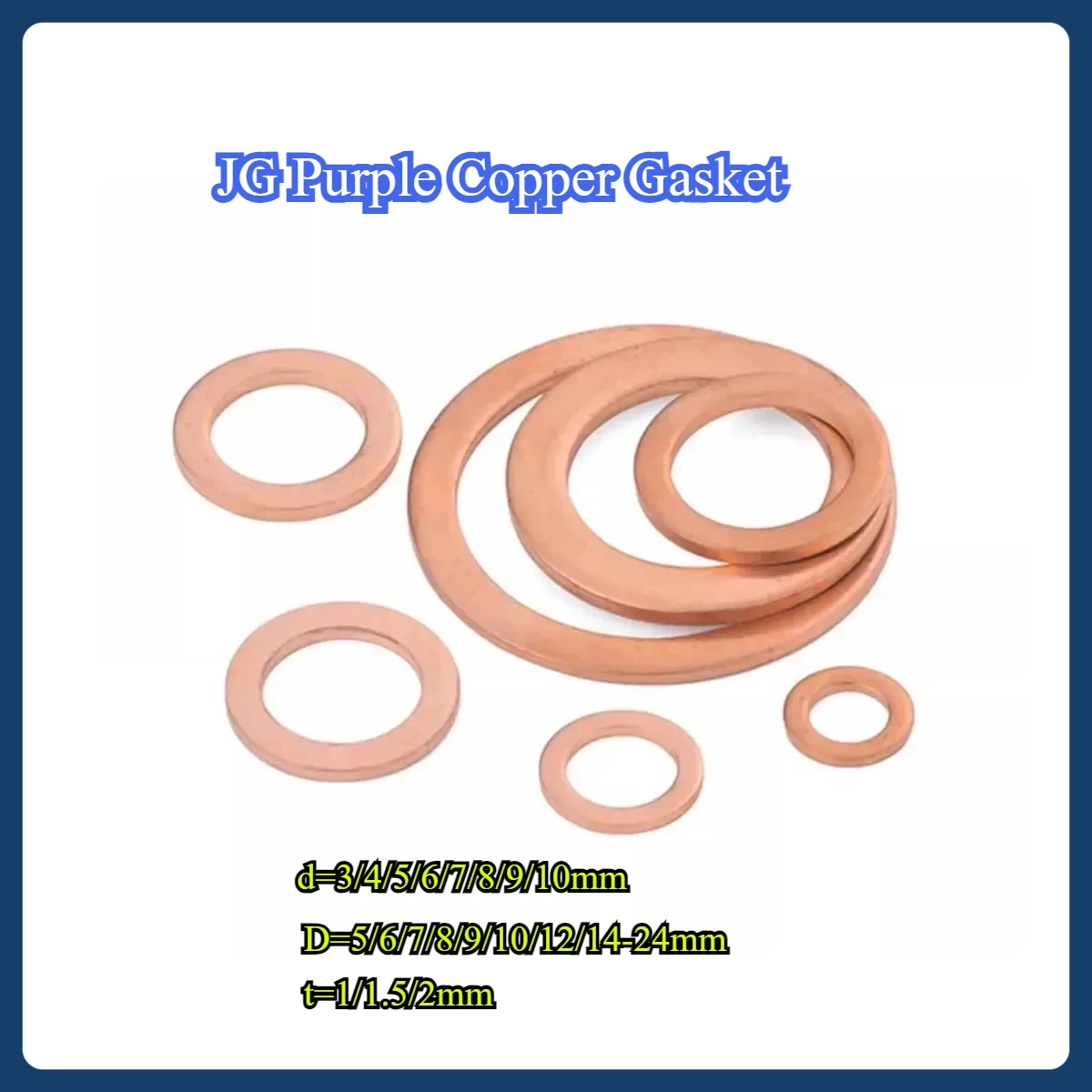 

JG Purple Copper Gasket, Pure Copper Sealing Flat Gasket M5M6M8M12M13M14M15