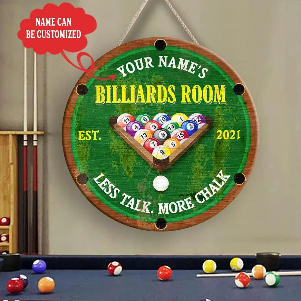 Custom Name Billiards Lounge Bar Pool Wooden Sign 12in Wall Art Plaque Pool Table Room Decorations Poker Dart Recreation Room