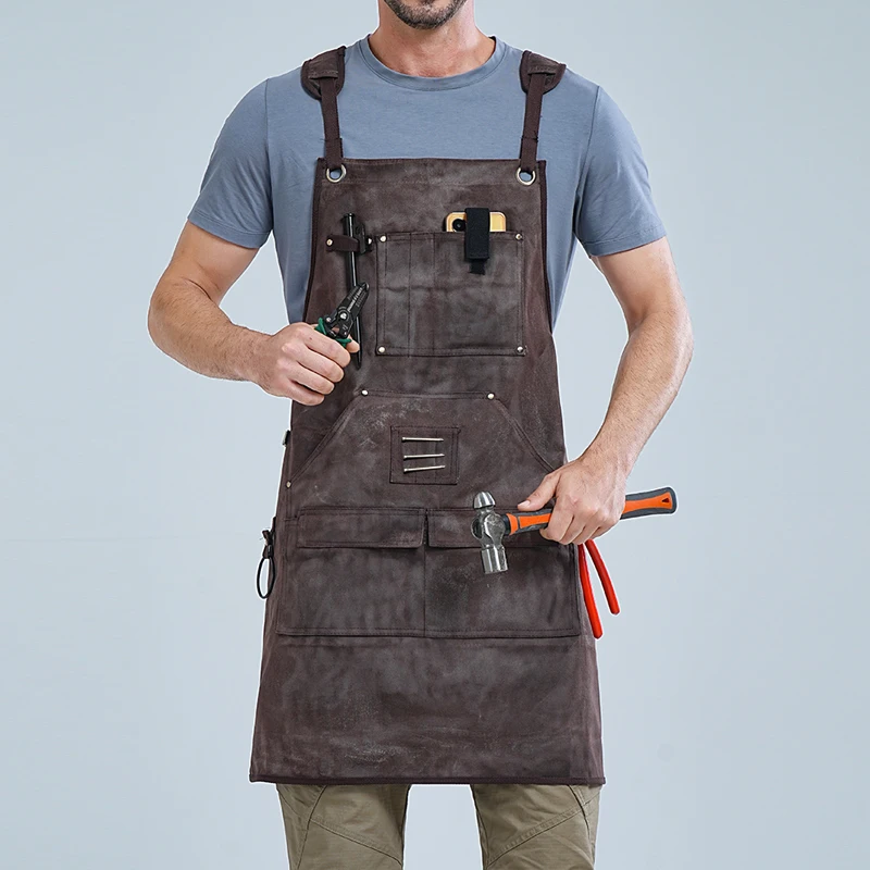 

New Durable Thick Canvas Apron Waterproof And Oil Proof Carpenter Electrician Auto Repair Work Clothes Picnic Barbecue Apron