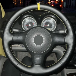 Custom Auto Braid On The Steering Wheel Cover for Volkswagen VW POLO 6N2 LUPO Hand-sewing Car Braiding Wheel Covers Accessories