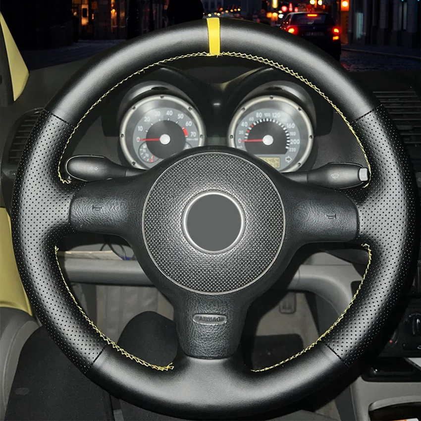 Niestandardowy automatyczny warkocz na osłonie kierownicy dla Volkswagen VW POLO 6N2 LUPO Ręczne szycie samochodowych warkoczy Akcesoria do osłon kół