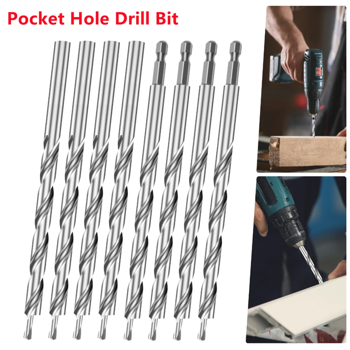 

Twist Step Drill Bit With Stoper Locator For Kreg Jig Guide Manual Pocket Pilot Hole Depth Stop Collar 1/4 Hex Round Woodworking