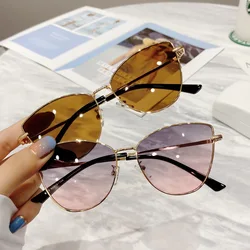 Metal Sunglasses Women Oversized Vintage Cat Eye Square Sun Glasses Ladies Shades Gradient Eyewear UV400 Goggles Oculos De Sol