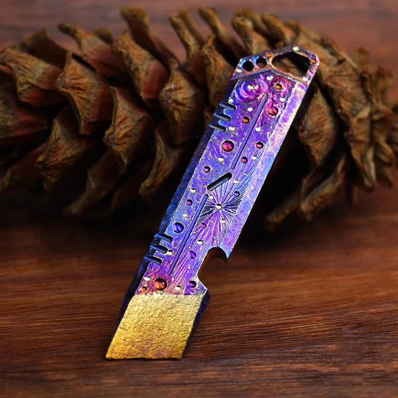 Titanium Alloy Bottle Opener Pry Bar Crowbar EDC Pocket Multi Tool Outdoor Keychain Pendant