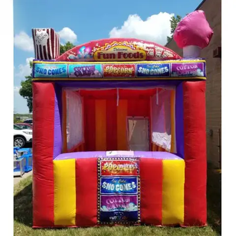 Inflatable Carnival Fun Foods Booth, Weatherproof Popcorn/Cotton Candy Tent, Reusable Concession Stand for Party & Commercial Di
