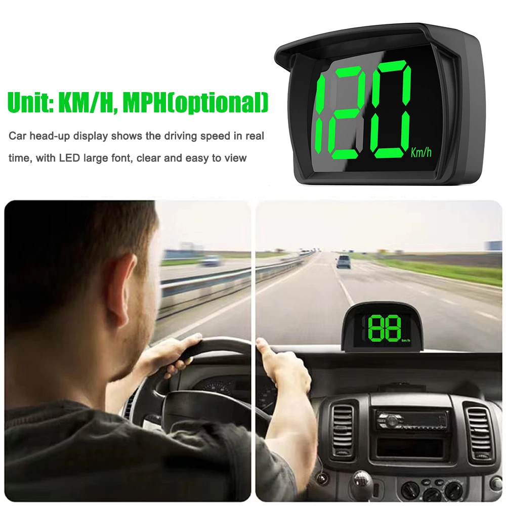 شاشة HUD للسيارة، عداد السرعة الرقمي MPH GPS مع شاشة LED كبيرة الخط لسيارة شاحنة SUV للدراجات النارية
