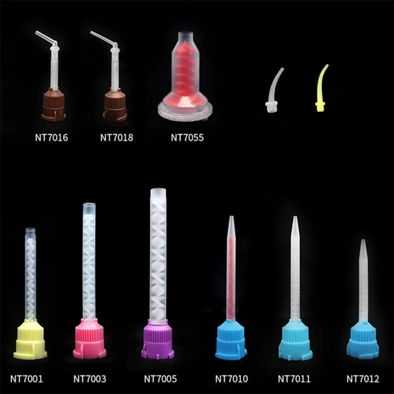 50pcs Dental Mpression Silicone Mixing Tips 22/65/75/58mm Dentistry Materials Rubber Gun Conveying Mixing Head