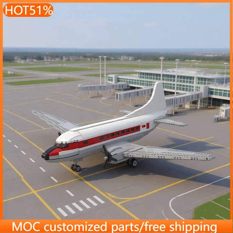 

1091 деталь: Винтажный пассажирский самолет из кирпичиков MOC, модульный конструктор, развивающая игрушка для мальчиков, подарок на день рождения