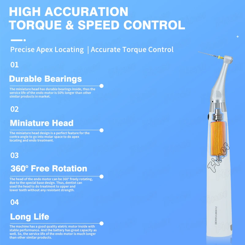 2 in 1 Dental Endo Motor Built in Apex Locator Wireless Endodontic Treatment 16:1 Dental Endodontic Motor Root Canal Instrument