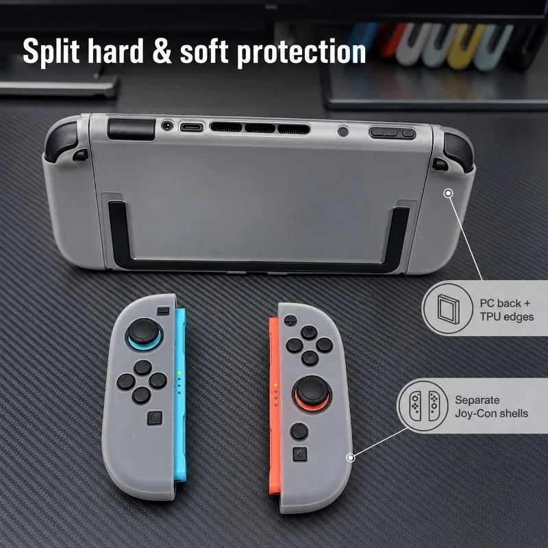 Split TPU handle case   PC middle frame - compatible base, precise cutouts, anti-slip and anti-scratch, all-around protection (