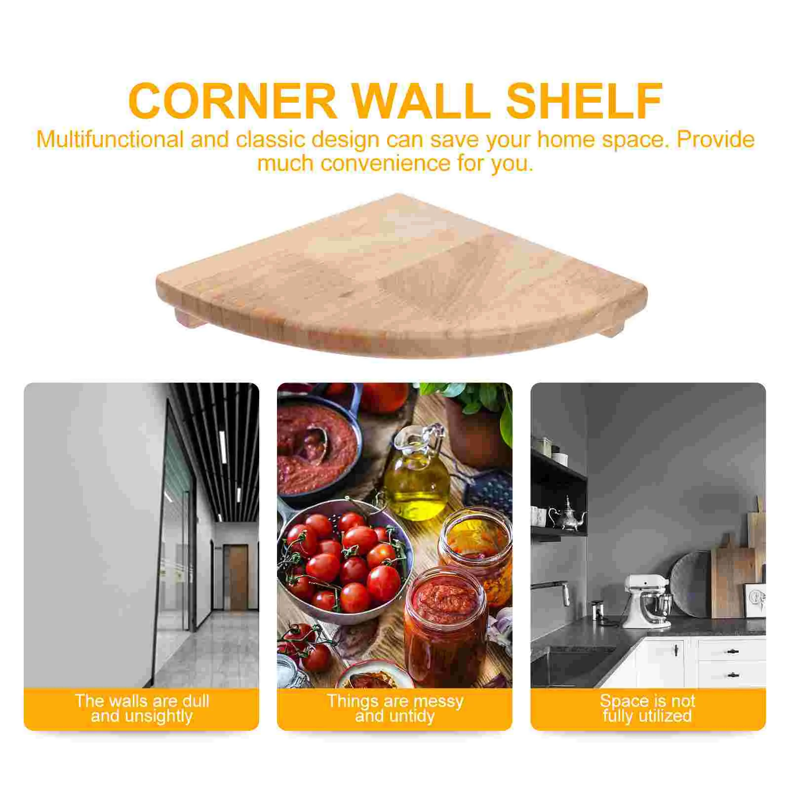 Corner Wall Shelf Wood Floating Shelves Wall Mounted Hanging Rustic Organizer Displays Storage Rack 18cm