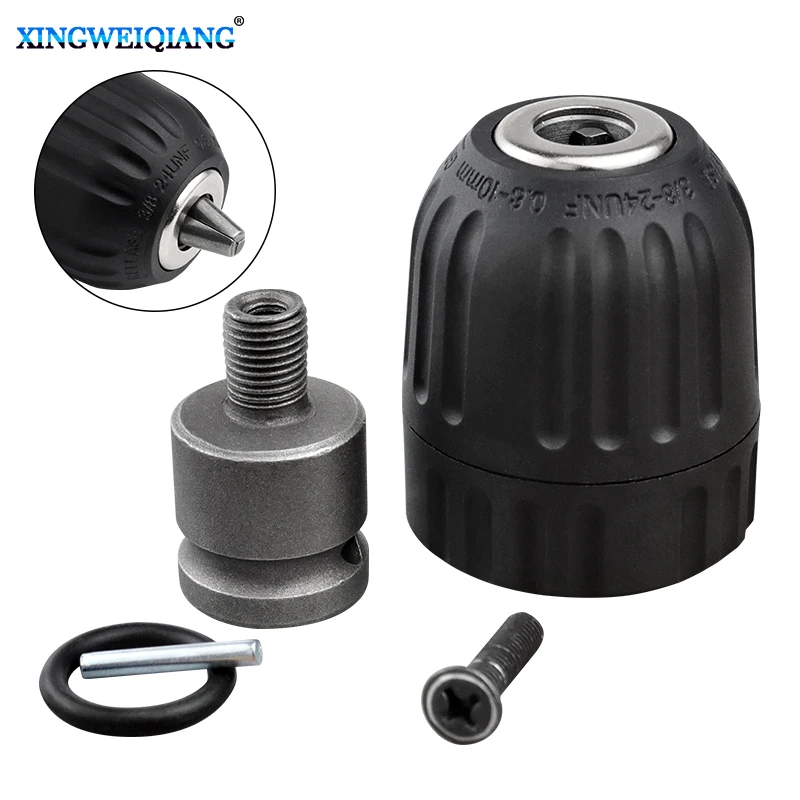 

Impact Drill Electric Hammer Adapter Electric Keyless Drill Chuck Head 3/8-24UNF 0.8-10 mm Electric Wrench Conversion Head