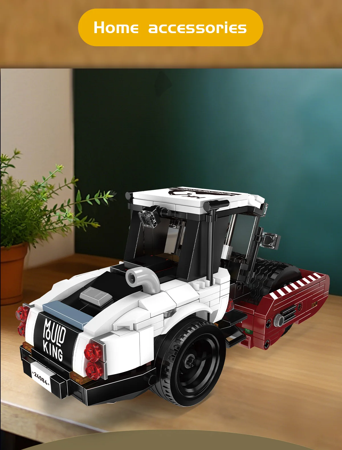 MOULD KING 24084 462pcs Road Roller Building Blocks Kit Construction Engineering Vehicle Model Mechanical DIY Assembly Brick Toy