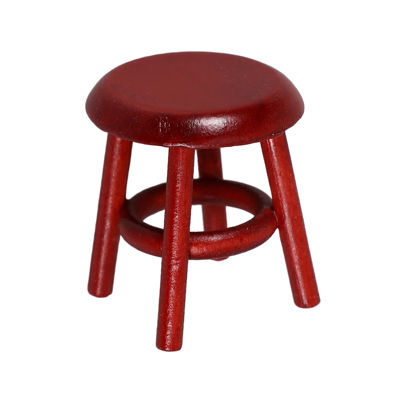 

Dollhouse Mini Stool Wooden Miniature Furniture Piece Lifelike Detailed Workmanship Fade Resistant Non Deformable Small Size