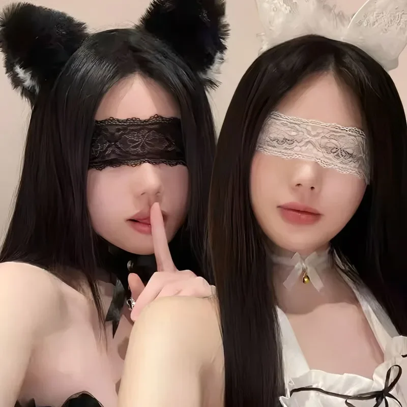 Lace Satin Ribbon Blindfold Eye Mask Decorative Cosplay Party Masquerade for Women Girls Accessory Halloween Carnival Role Play