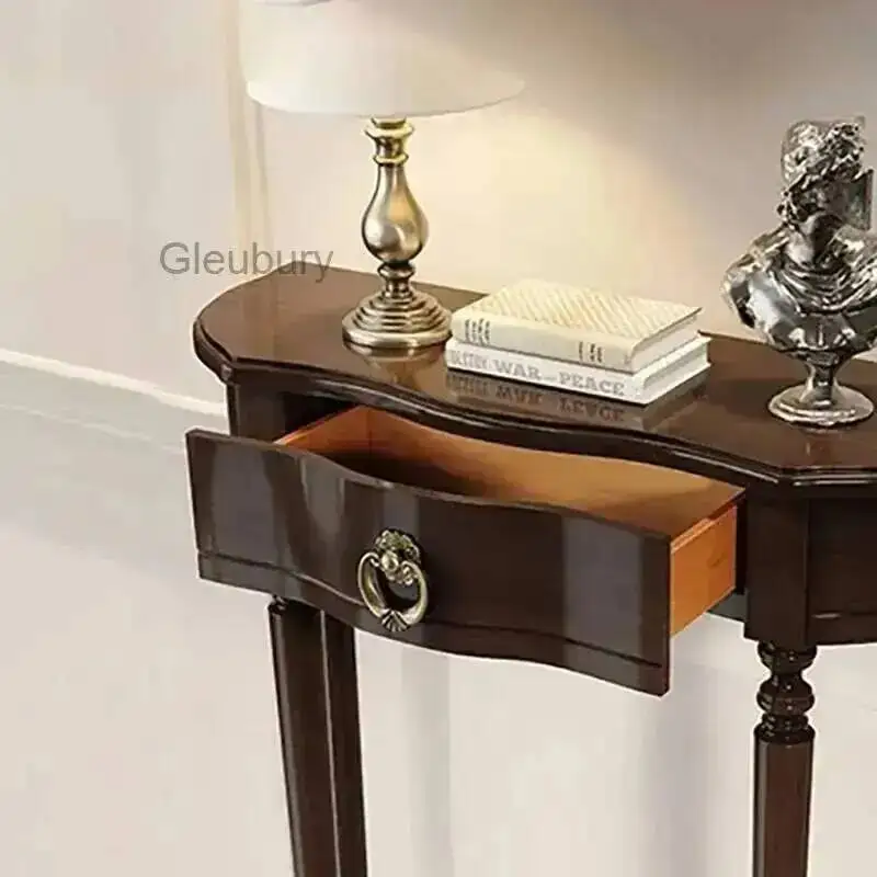 Mid Century With Table Retro Console Drawer Simple Modern French Console Table Aesthetic Metal Handle Mesa Com Gaveta Furniture