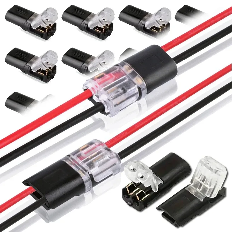 2 pin Pluggable Wire Connector Quick Splice Electrical Cable Crimp Terminals for Wires Wiring 22-20AWG LED Car Connectors