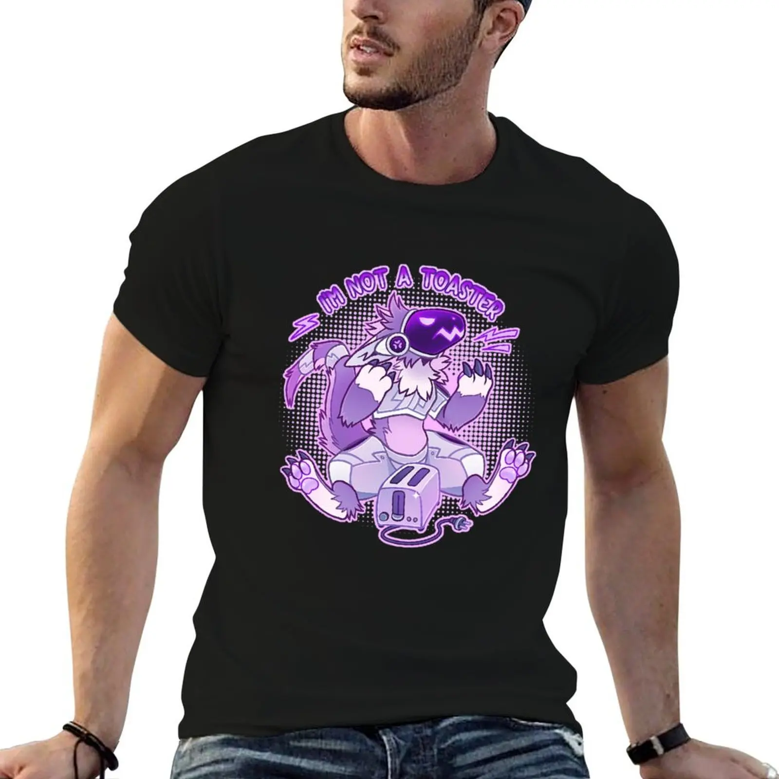not t Purple man Grumpy Protogen shirt toaster T-Shirt t shirt man plain cotton high quality - a I_m