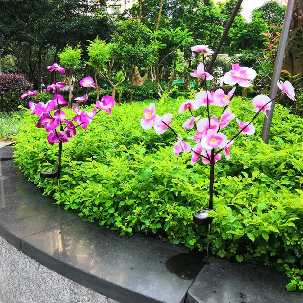 2 Pcs Lawn Landscape Lights Garden Solar Ground Plug Outdoor Waterproof Flower Stake Lighting Lamp Driveway Powered