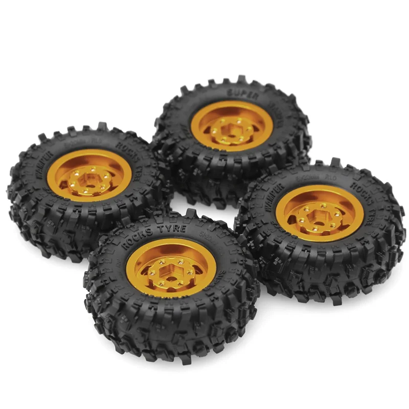 4 pezzi 51mm metallo Beadlock cerchione set di pneumatici in gomma per FCX24M Camel Cup 1/24 RC Crawler auto parti di aggiornamento accessori