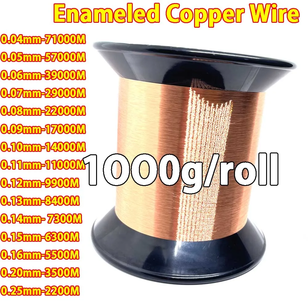 1kg/roll 2UEW Enameled Copper Wire 0.04mm 0.05-0.25mm Magnet Wire Magnetic Coil Winding For Electromagnet Motor inductance D