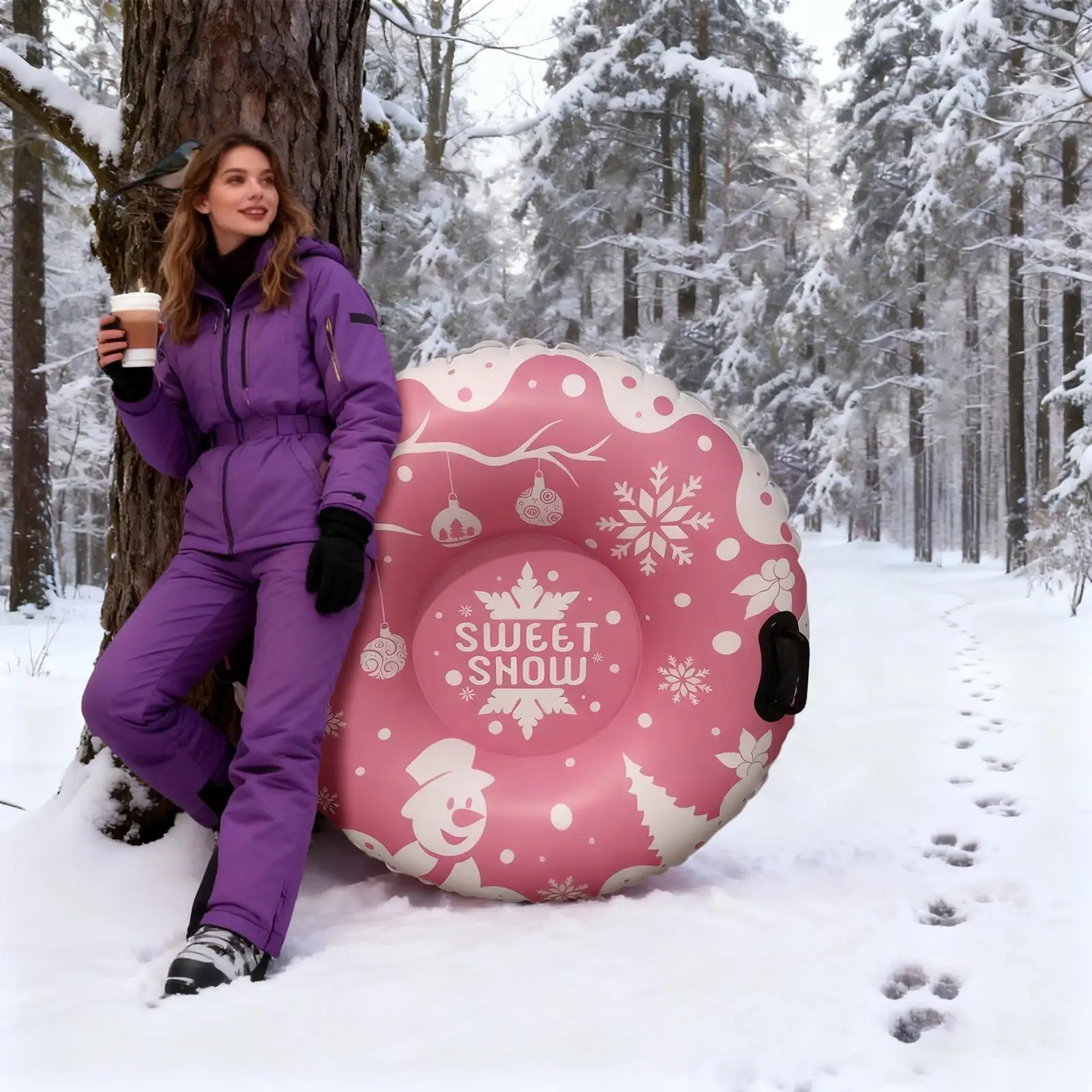 أنابيب الثلج للأطفال عيد الميلاد نفخ زلاجات الثلج سميكة التزلج الدائري للممر في الهواء الطلق الممشى بركة جمع الطرف