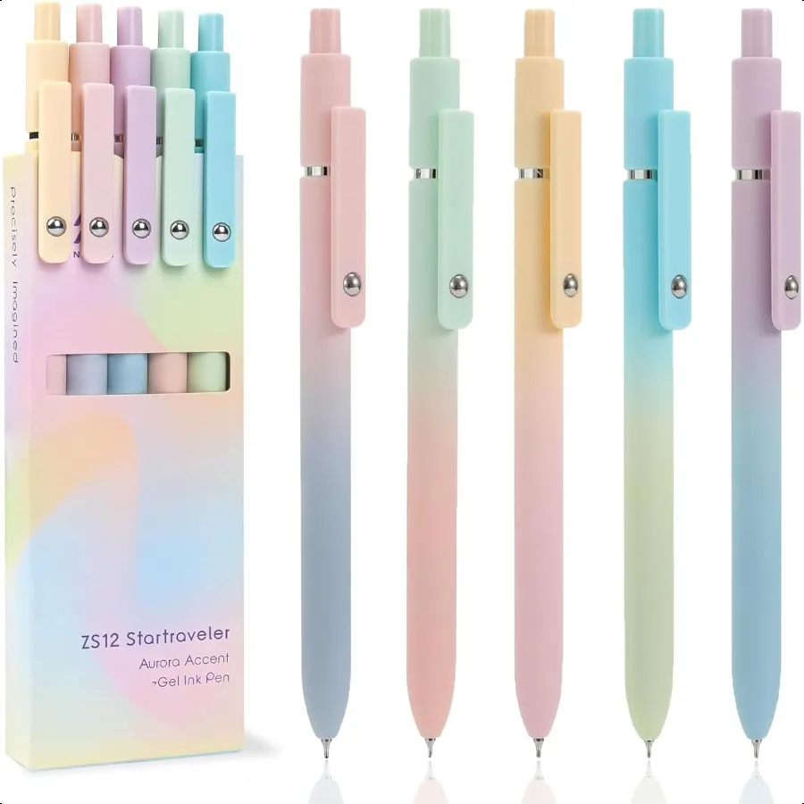 

Gel Pens 5Pcs 0.7mm Fine Point Black Ink Pens With Smooth Wirting Office Desk Accories Quick Dry Pens For Journaling Ballpoint