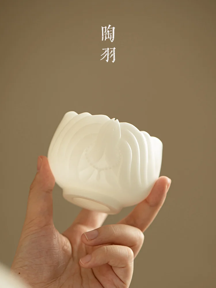 Iced Jade Porcelain Buddha Hand Master Ceramic Household Single Personal Special Cup Tea Set High End Light