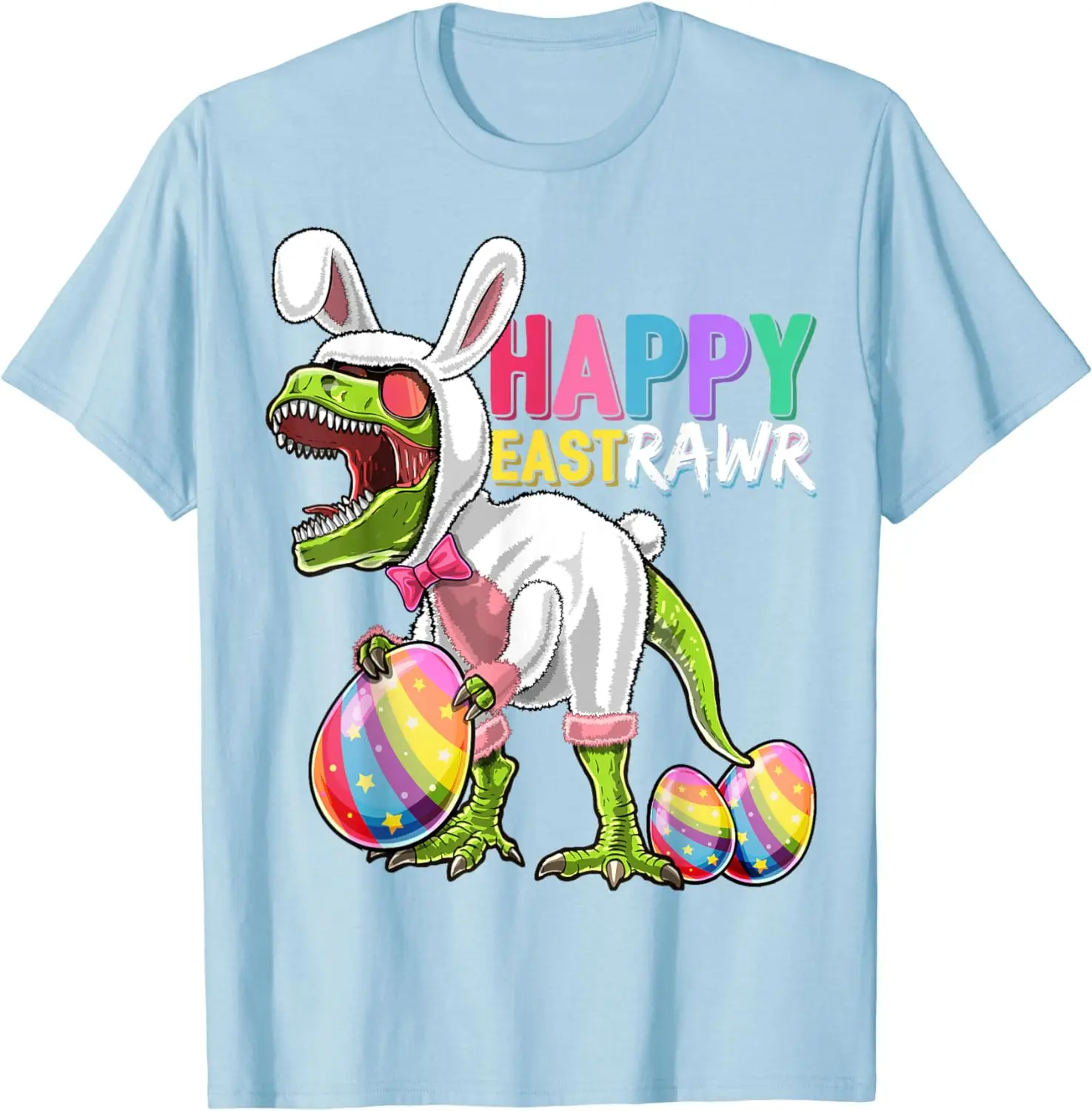 Funny Easter Eggs T-shirt For Men Happy Eastrawr T Rex Dinosaur Easter Bunny Egg Costume Women and Kids Casual oversized Top Tee