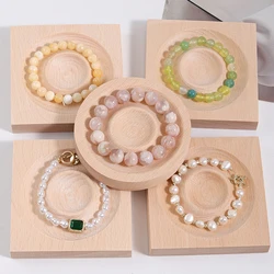 Wooden Color Jewelry Plate Tray Design Bracelates Rings Holder Display Case Crafts Gifts Organizer Beads Showcase Natural Board