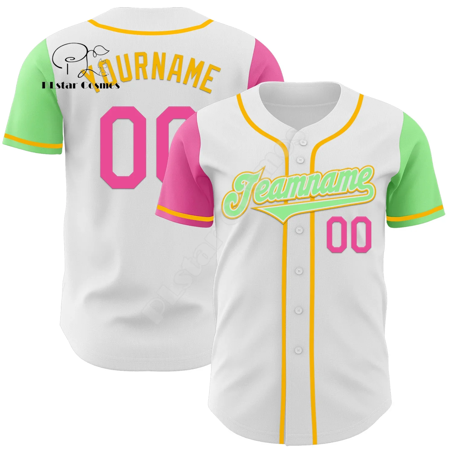

Custom Name Player Gradient Uniform Sportswear Colorful Vintage Retro 3DPrint Summer Casual Harajuku Baseball Shirts Jersey F