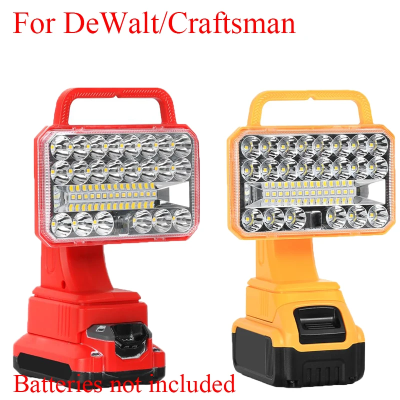 Portable Wireless Floodlight Outdoor Camping Light for Makita/DeWalt/Milwaukee/Black&Decker/Craftsman 18/20V Lithium Batteries