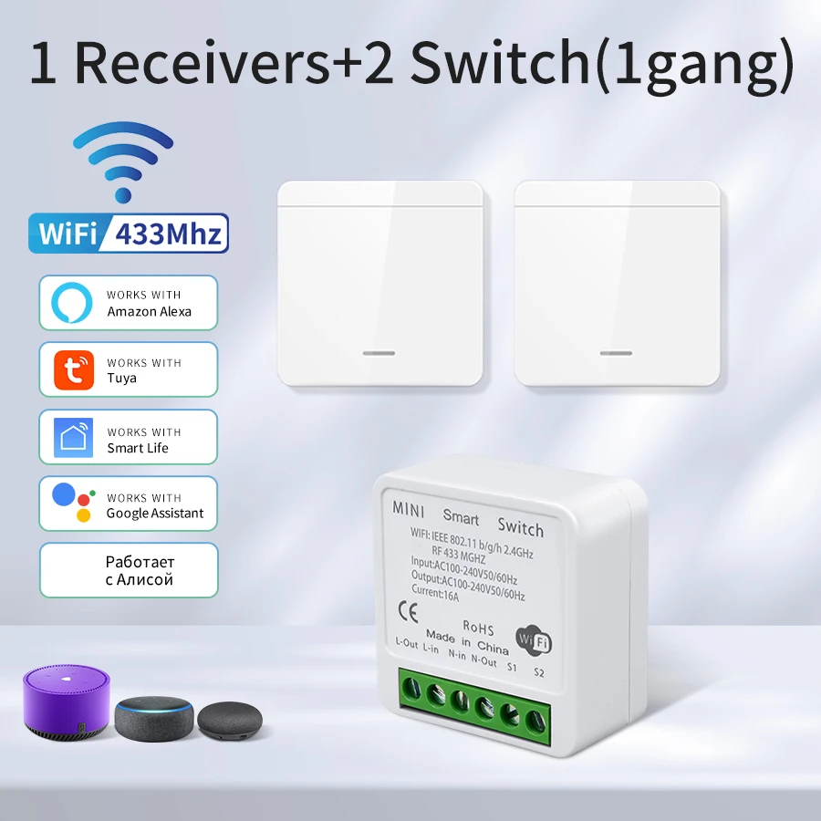 Tuya Smart WiFi Schalter Für Beleuchtung RF 433MHz Drahtlose Schalter Smart Leben APP Voice Control Arbeit Mit Alexa Google hause Alice