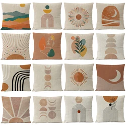 Home Decorative Boho Throw Pillow Cover Geometry Bohemia Sun Moon Leaf Linen Pillow Case Living Room Office Decor Sofa Cushion