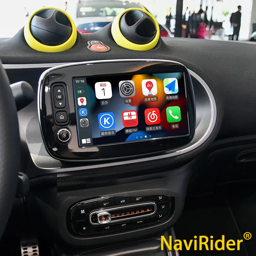 NAVIRIDER Car Radio For Mercedes Smart 453 Fortwo 2015-2020 QLED CarPlay Multimedia Player Autoradio 4G 2 Din Android Head Unit