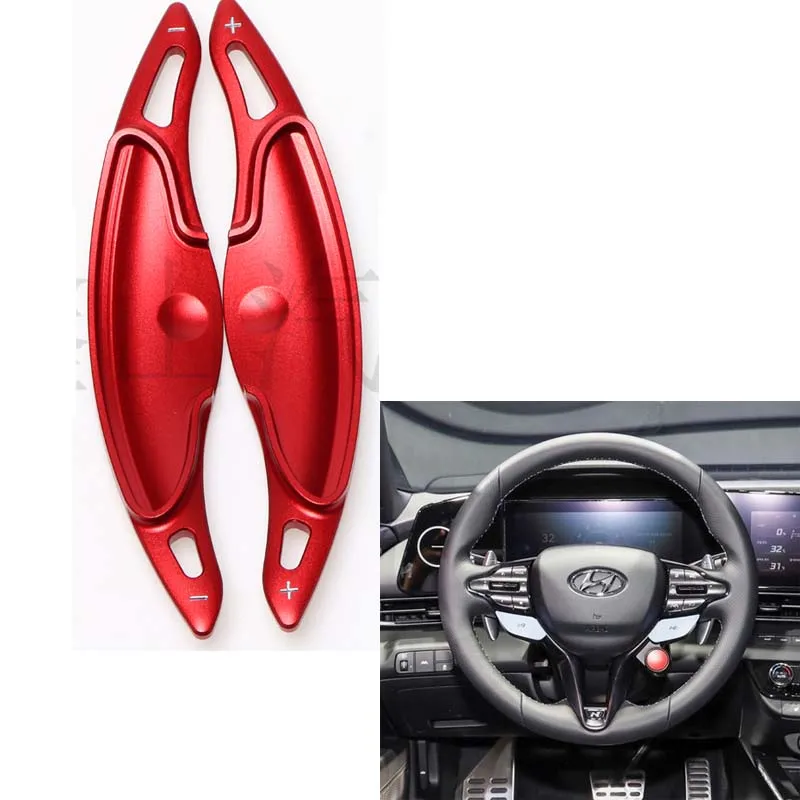 For Hyundai Elantra N Line 2021-22 Red Paddle Shifter Extensions Aluminum Metal Steering Wheel Paddles Shifters