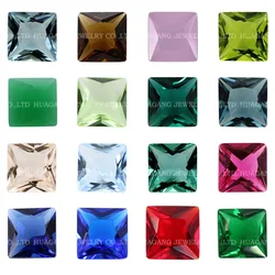 Glass Various Color Loose Stone quare Shape Princess Cut Loose Glass Beads Synthetic Gems For Jewelry