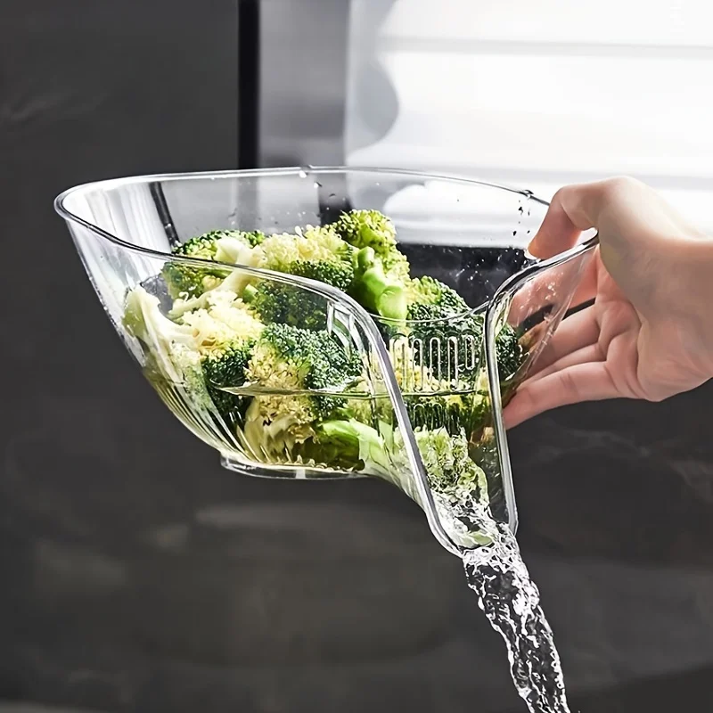 

Modern Hanging Drain Basket 2pcs Set, PET , Multipurpose Use for Fruits and Vegetables Washing and Filtering - Transparent