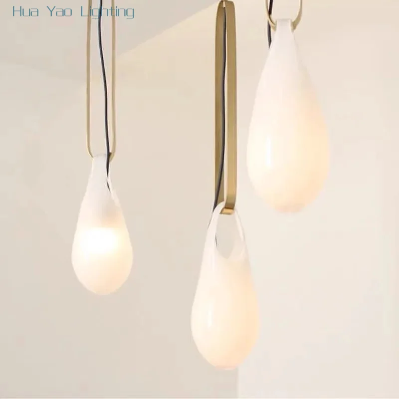 Nordic postmodern designer model house, bedside restaurant, bar counter, Italian creative design, handmade glass chandelier