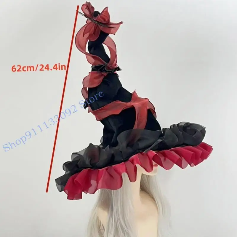 H9ED قبعة ساحرة للهالوين، قبعات عملية من البوليستر، تصميم قابل للطي يناسب البالغين والنساء، إكسسوارات الأزياء التنكرية #6